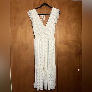 Lulu's White and Gold Backless Dress